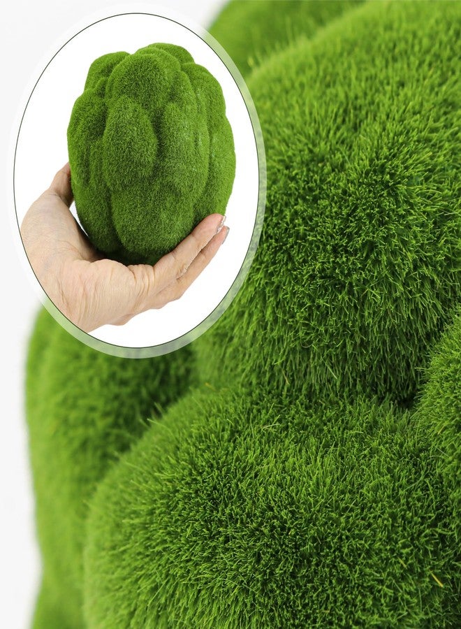 LCJAOF 2pcs Artificial Moss Rocks - Fake Green Moss Balls for Garden Decoration, Realistic Faux Topiary Balls, Fade-Resistant&Versatile for Weddings, Parties, and DIY Landscaping - Image 3